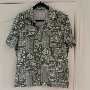 Folk Olive Geometric Men's Shirt